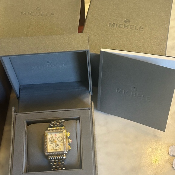 Michele Deco Madison Diamond Two-Tone 18k/SS Diamond Dial Watch $4000 - Picture 3 of 14